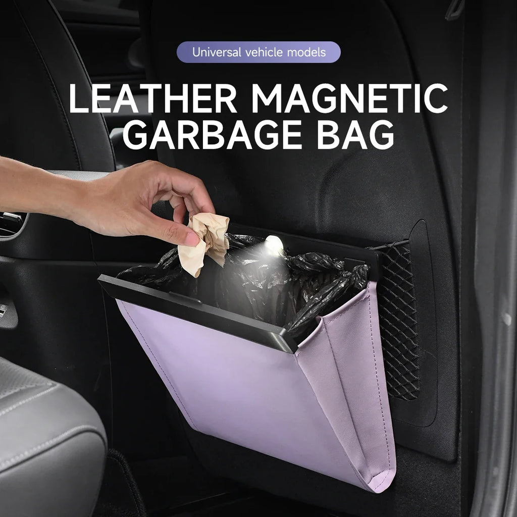LED Car Garbage Bag Waterproof Magnetic Adsorption Trash Can Back