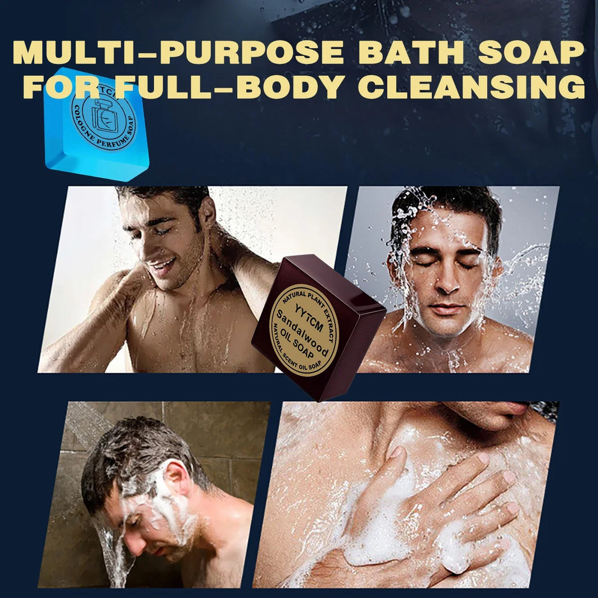 Men's Cologne Soap Perfume Sandalwood Bath Face Wash Body Essential