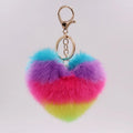 Fluffy Faux Fur Heart Keychain – Colorful Women's Bag Charm