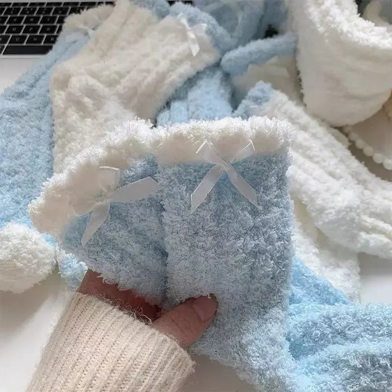Women's Thick Coral Fleece Mid-Calf Socks | Cozy Home Sleep Socks