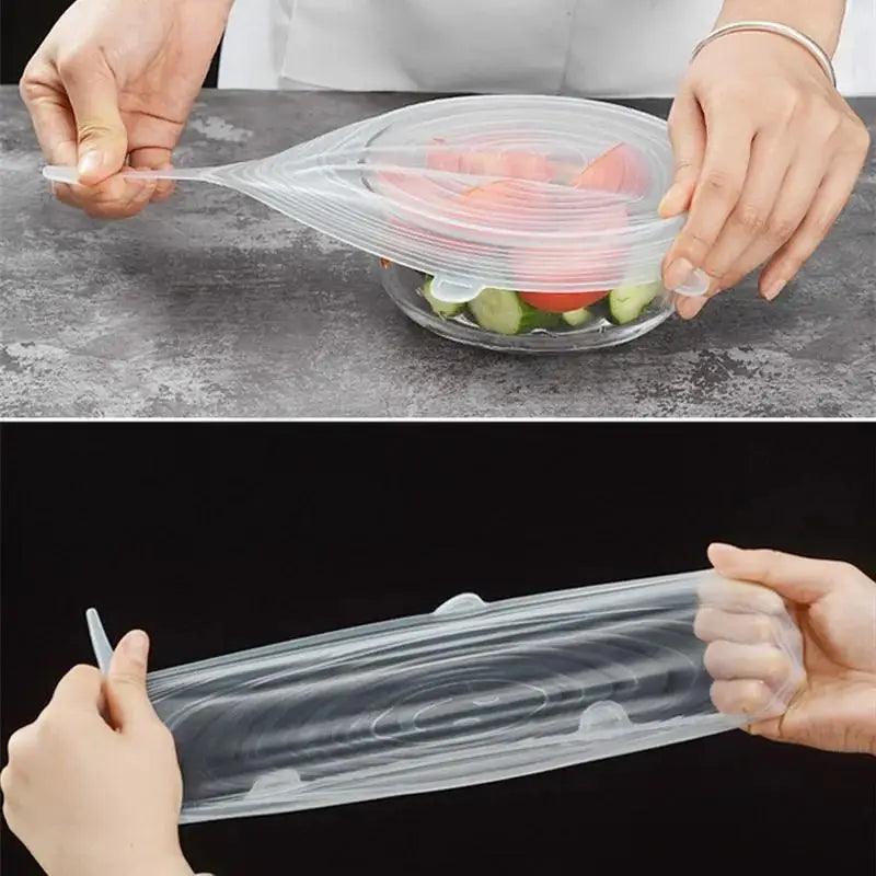 6-Piece Reusable Silicone Stretch Lids – Food Fresh Seal Covers