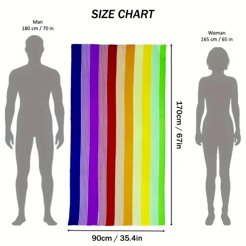 Extra Large Rainbow Stripe Beach Towel | Quick-Dry Microfiber