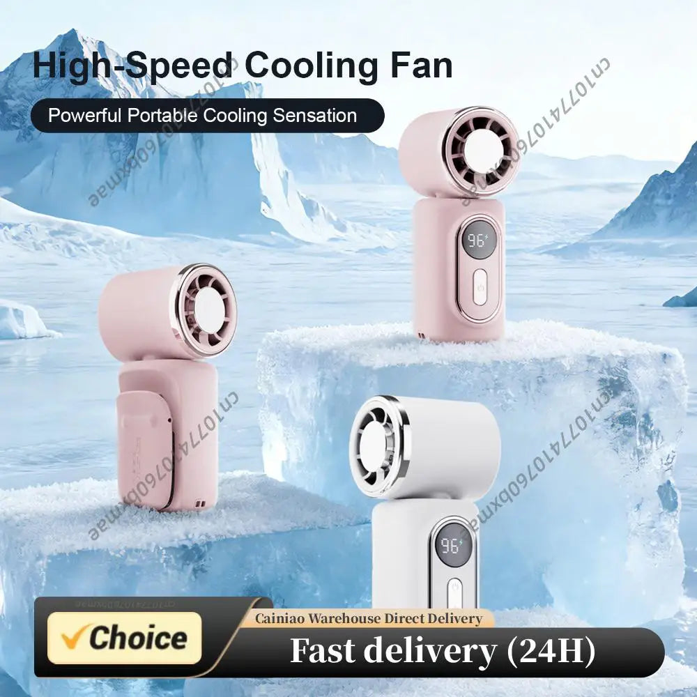 Portable Clip-on Mini Fans Hands-free Handheld Fan 3000mAh LED