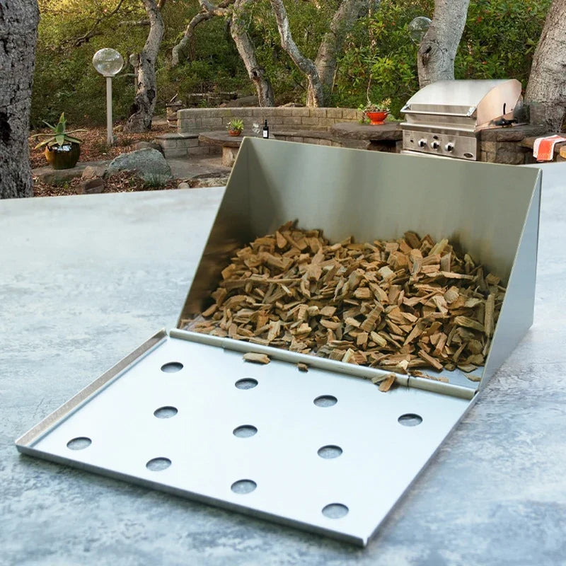 V-Shape Stainless Steel BBQ Smoker Box for Wood Chips – 6.14"