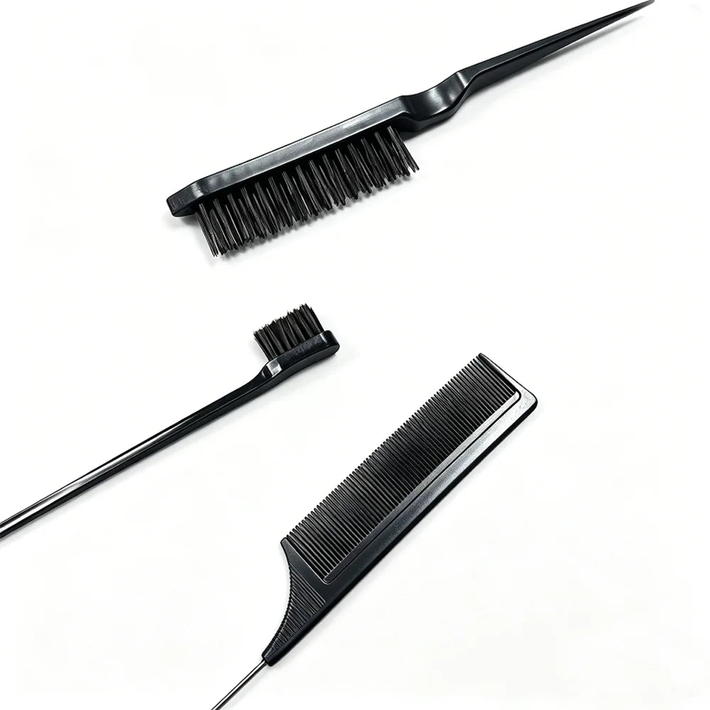 3-Piece Hairdressing Brush Kit – Teasing, Edge & Braiding Combs
