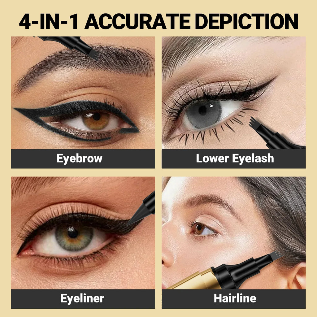 Hello Kiss 4-Tip Liquid Eyebrow Pen – Waterproof & Long-Lasting