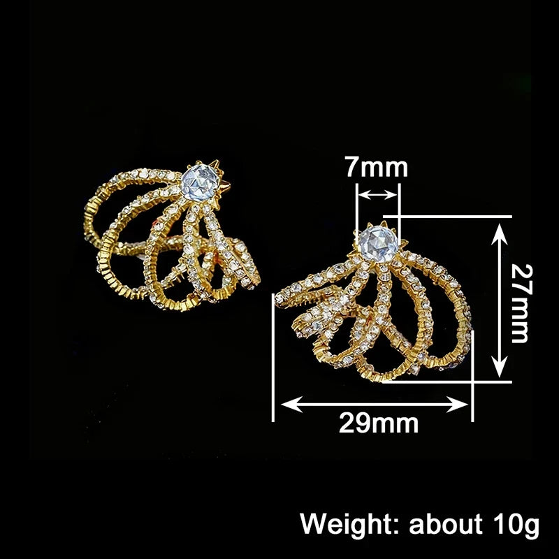 Huitan Hollow Claw Cubic Zirconia Stud Earrings for Women