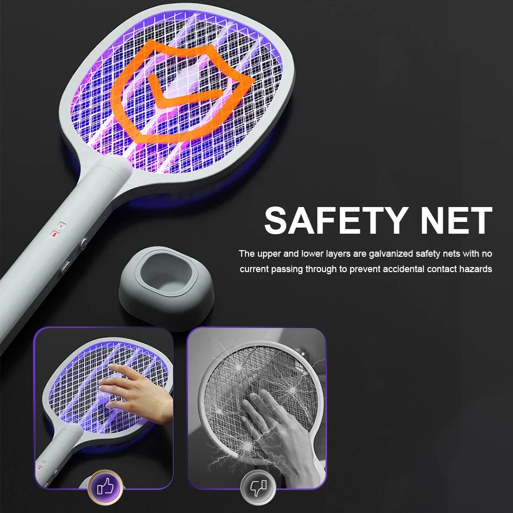 2-in-1 Electric Mosquito Swatter Killer USB Rechargeable Angle