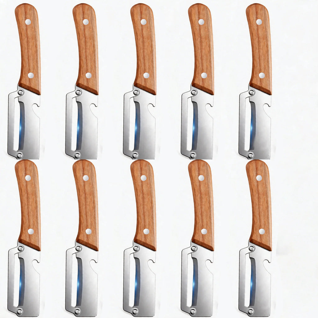 Stainless Steel Fruit Peeler with Redwood Handle | 1–10 Pcs