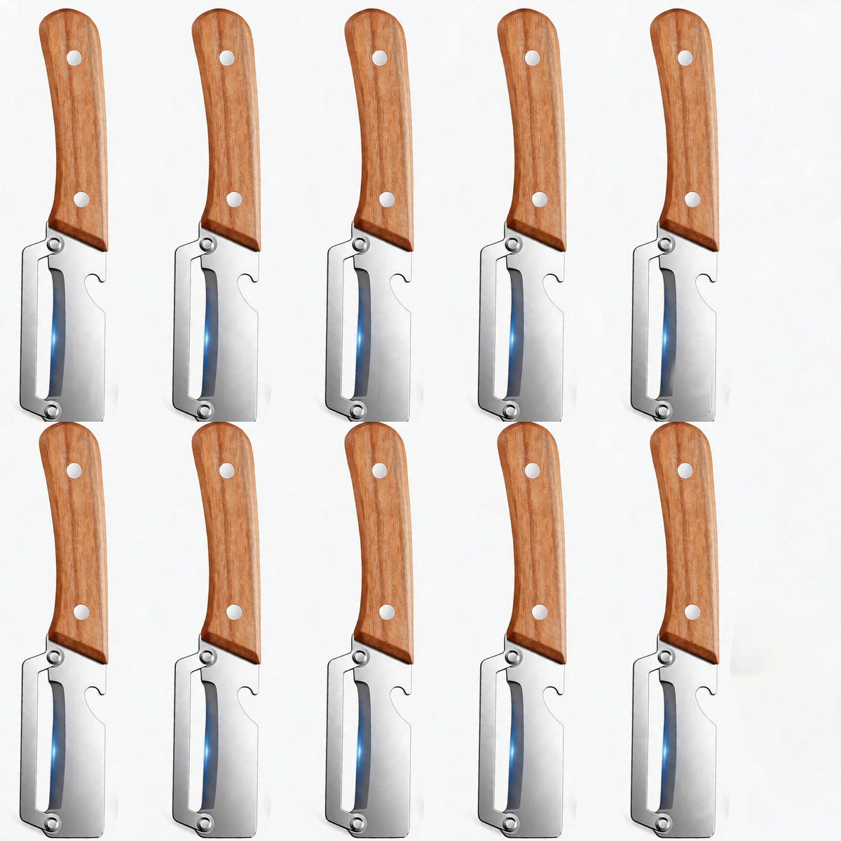 Stainless Steel Fruit Peeler with Redwood Handle | 1–10 Pcs