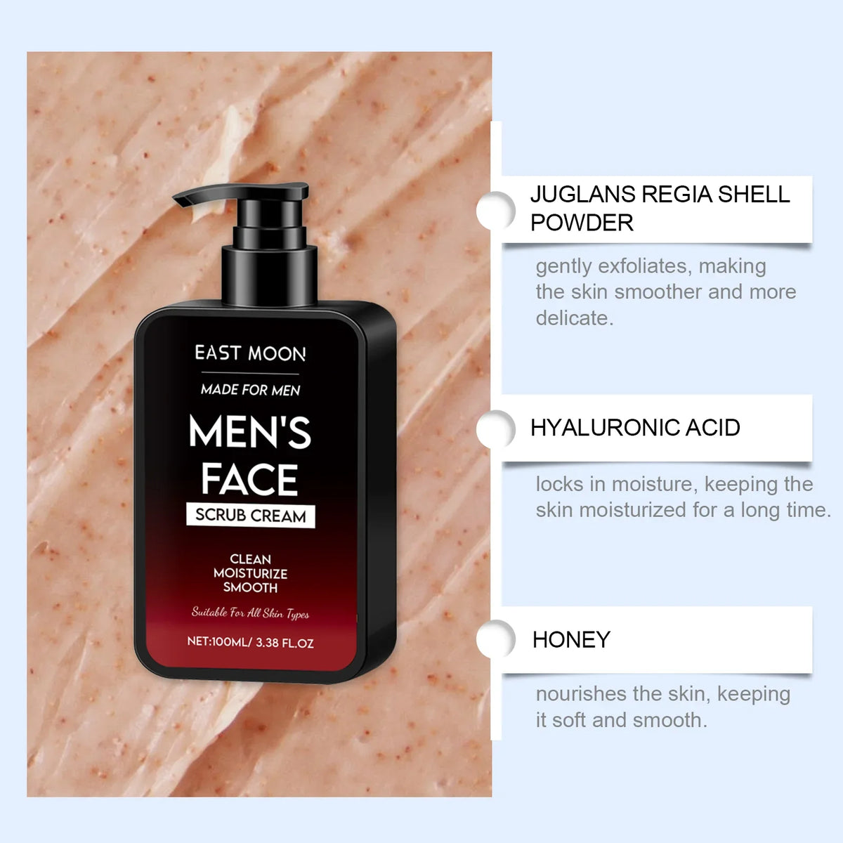 East Moon Men's Face Scrub – Oil Control & Blackhead Removal