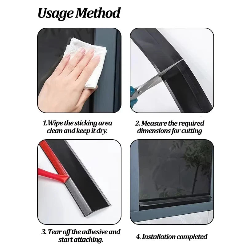 100cm Rubber Window Sealing Strip | Rain Weatherstrip & Draft Guard