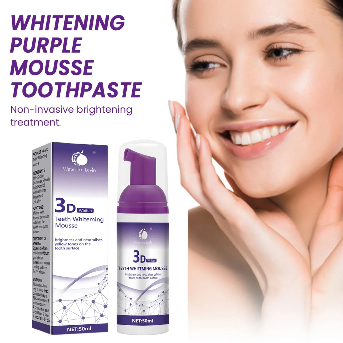Purple Whitening Mousse Toothpaste 50ml – Fresh Breath & Deep Clean