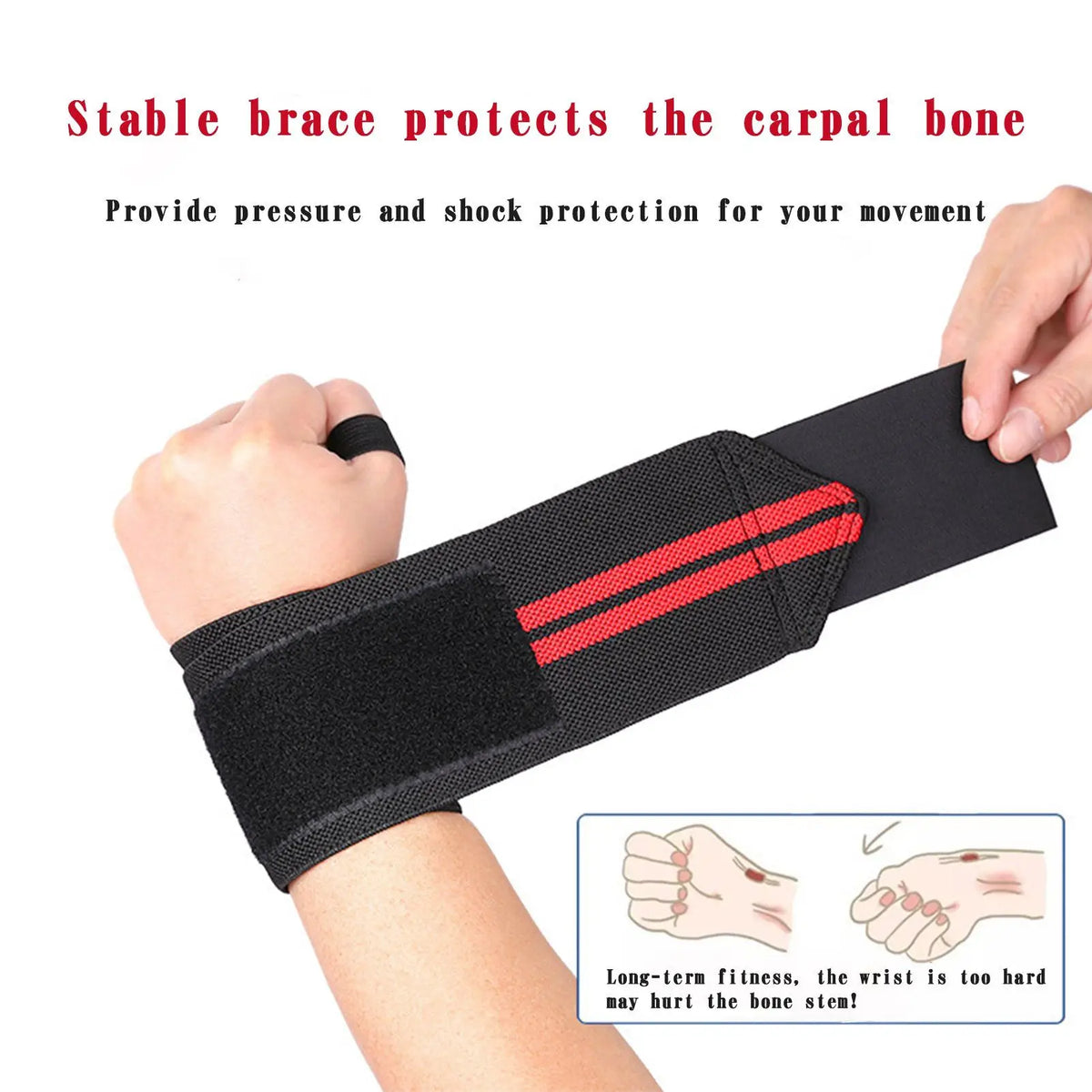 Elastic Wrist Wraps for Weight Lifting & Strength Training