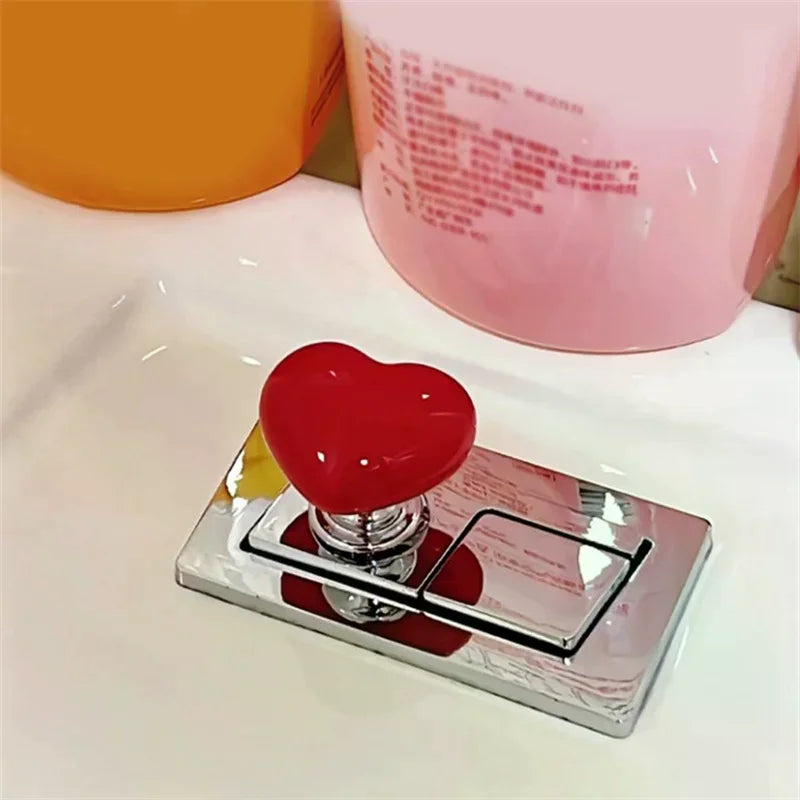 Heart-Shaped Toilet Flush Button – Fun Colorful Bathroom Decor