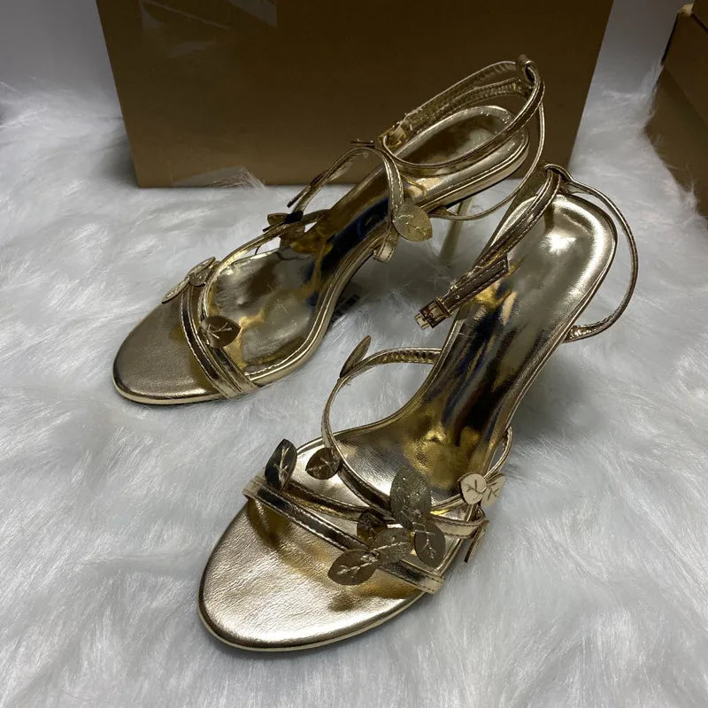 Women's Satin Gladiator Stiletto Sandals – Narrow Band Heels