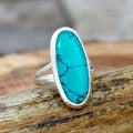 Huitan Oval Turquoise Boho Ring for Women – Vintage Style