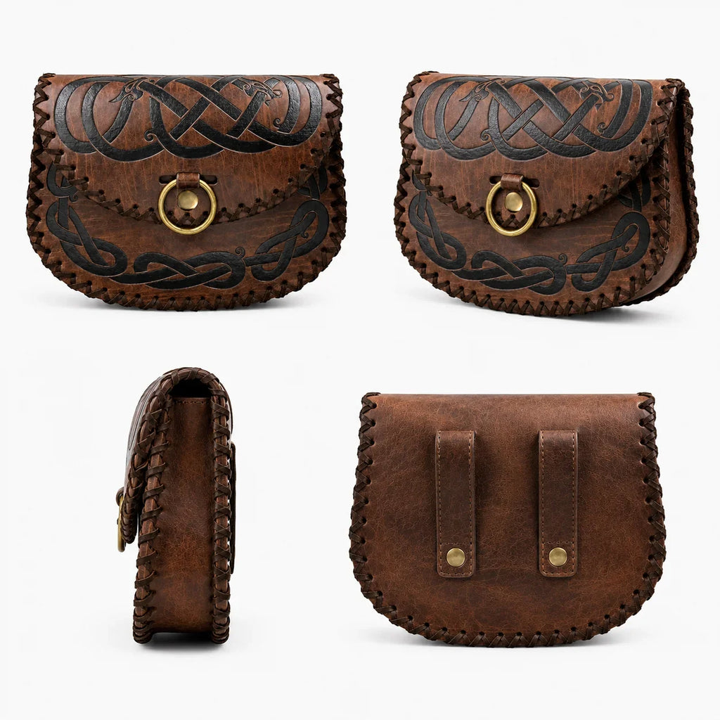 Medieval Leather Belt Pouch Vintage Renaissance Waist Bag Viking
