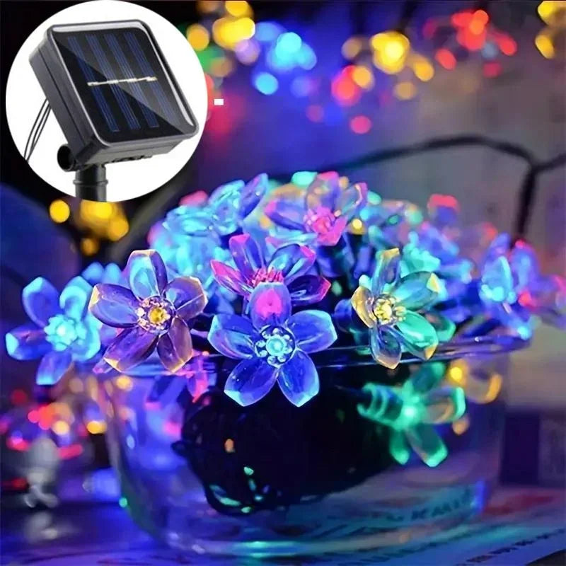 5M 20 LED Solar Cherry Flower String Lights | 8 Modes IP65