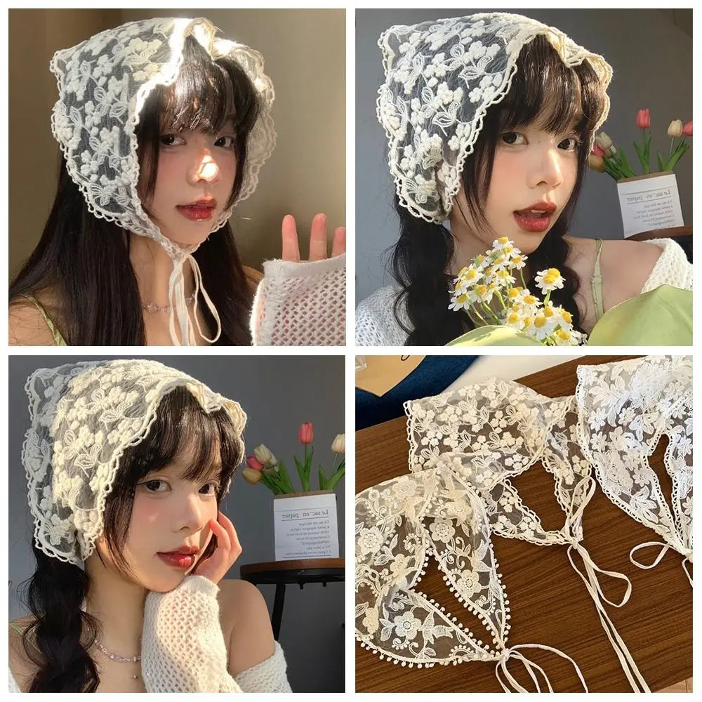 Vintage Boho Triangle Lace Hair Scarf Headband – Women & Girls