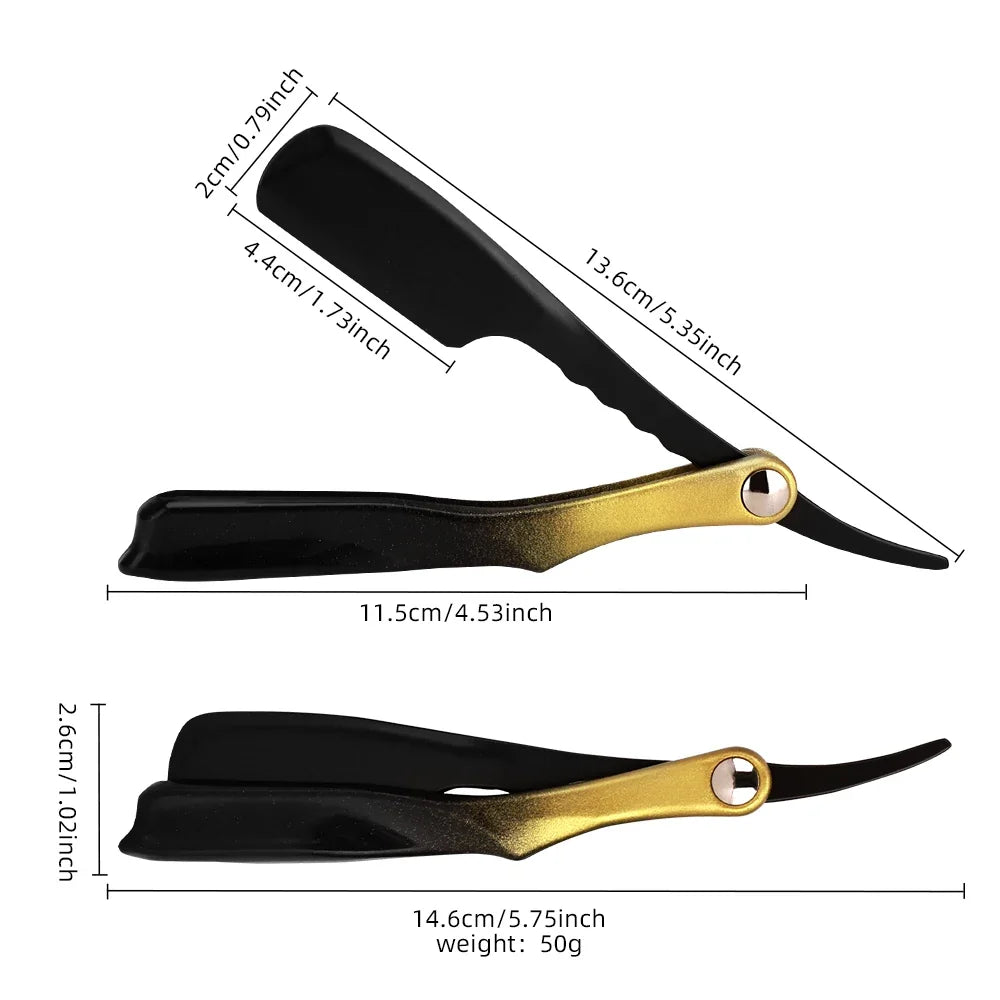 Magnetic Straight Razor – Foldable, Replaceable Blade | Gold Handle