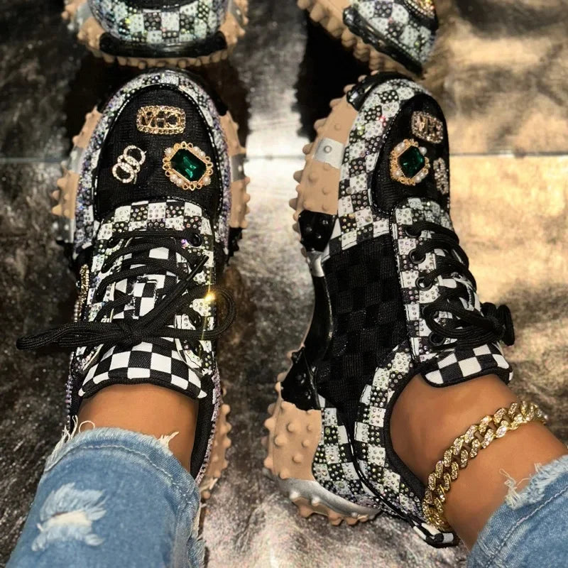 YEAE Rhinestone Women's Sneakers – Luxury Diamond Casual Shoes