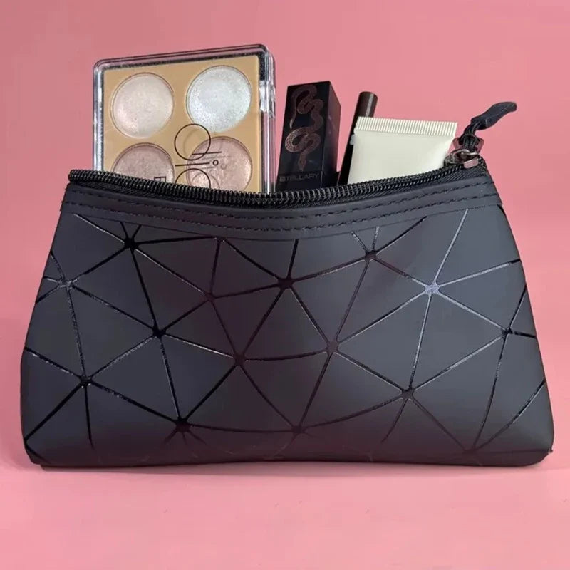 Geometric Cosmetic Bag – Portable Travel Makeup Organizer