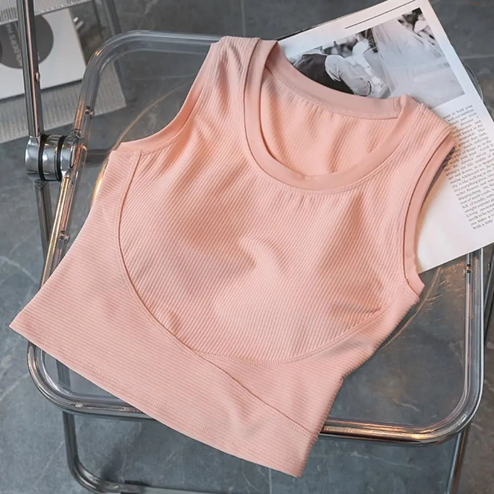 Women's No-Clip Sports Bra Tank Top – Quick Dry Nylon Vest