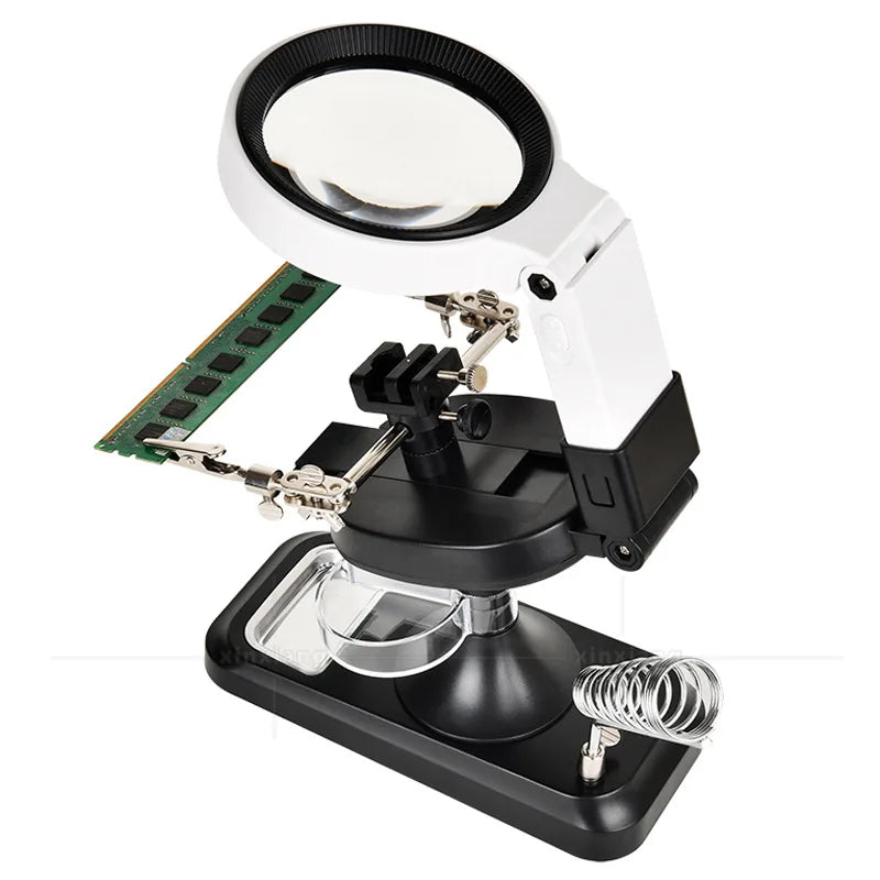 Desktop & Handheld Magnifying Glass 5X 10X with 32 LEDs