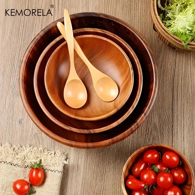 Acacia Wood Salad Bowl – Eco-Friendly Fruit & Serving Bowl