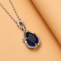 Huitan Blue Water Drop CZ Pendant Necklace for Women
