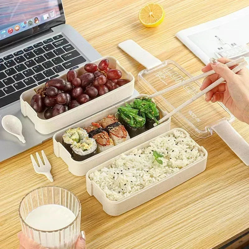 1 Wheat Straw Bento Box Reusable Portable Lunch Container Compartment