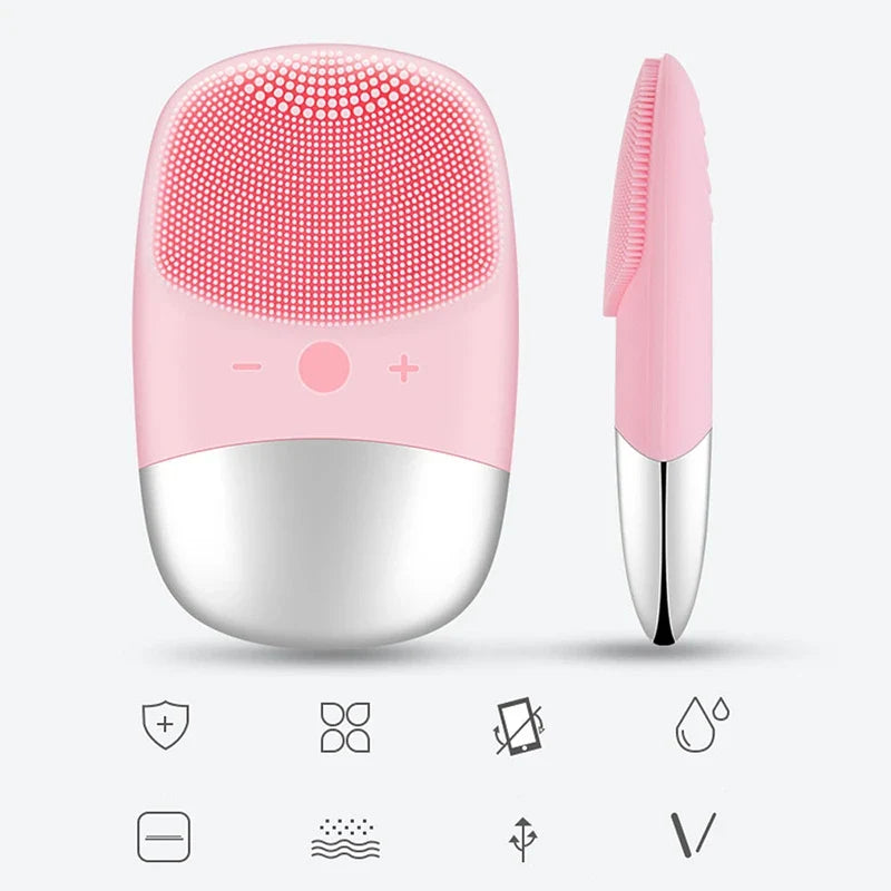 Electric Sonic Facial Cleansing Brush – Waterproof Silicone Scrubber