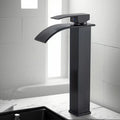 Black Tall Waterfall Bathroom Faucet | Single Hole Ceramic Valve