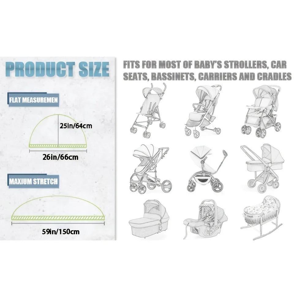 Baby Stroller Mosquito Net – Breathable Insect & Dust Cover