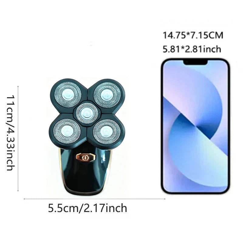 5-Head Rotating Electric Shaver for Men | IPX6 USB Rechargeable