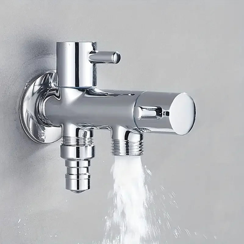 Dual Outlet Chrome Angle Valve G1/2 | Washing Machine Valve