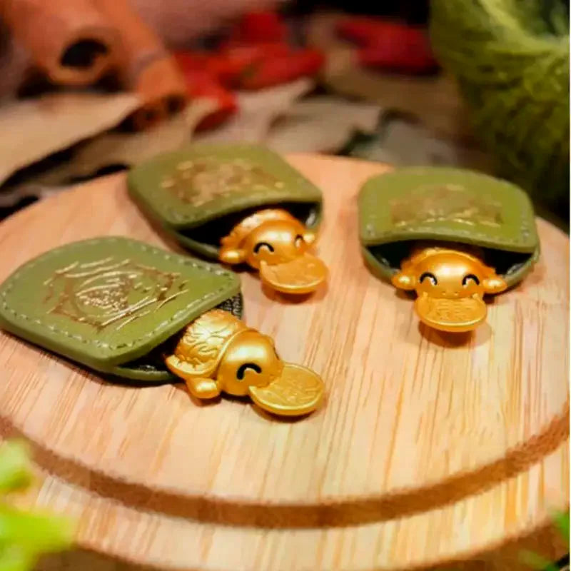 Feng Shui Money Turtle Wallet Charm | Metal Ornament Decor