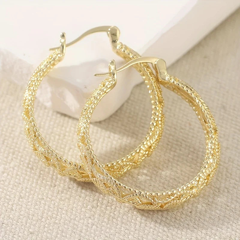 Huitan Large Geometric Hoop Earrings – Bohemian Party Jewelry