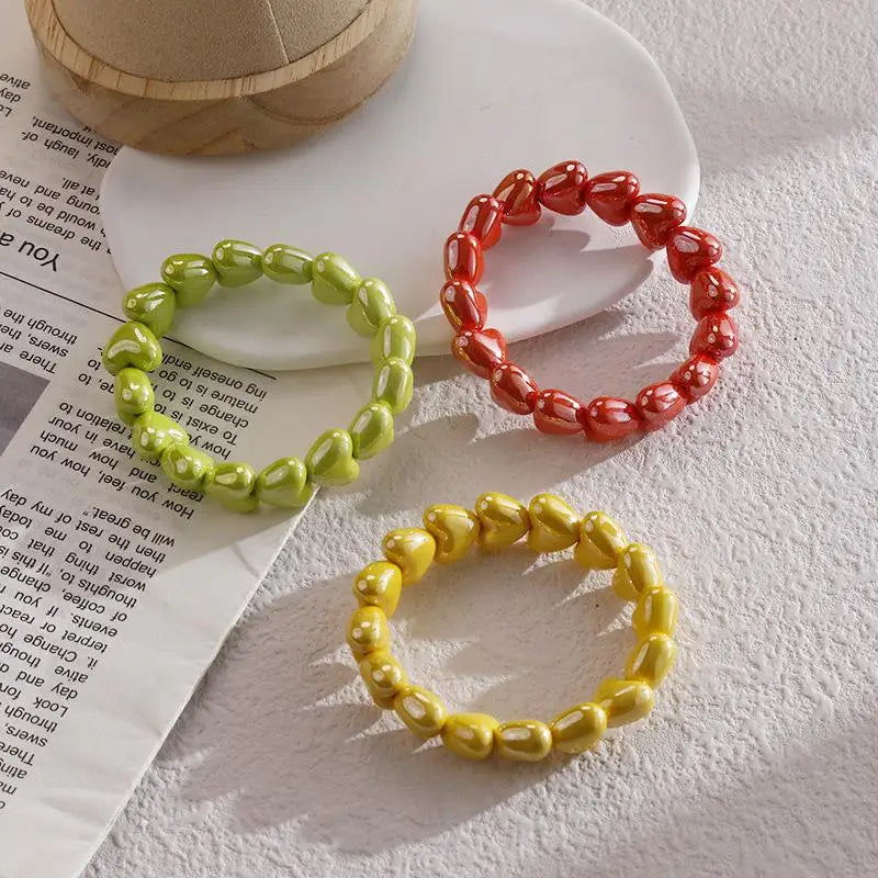 Colorful Heart Beaded Stretch Bracelet – Women's Fashion Jewelry