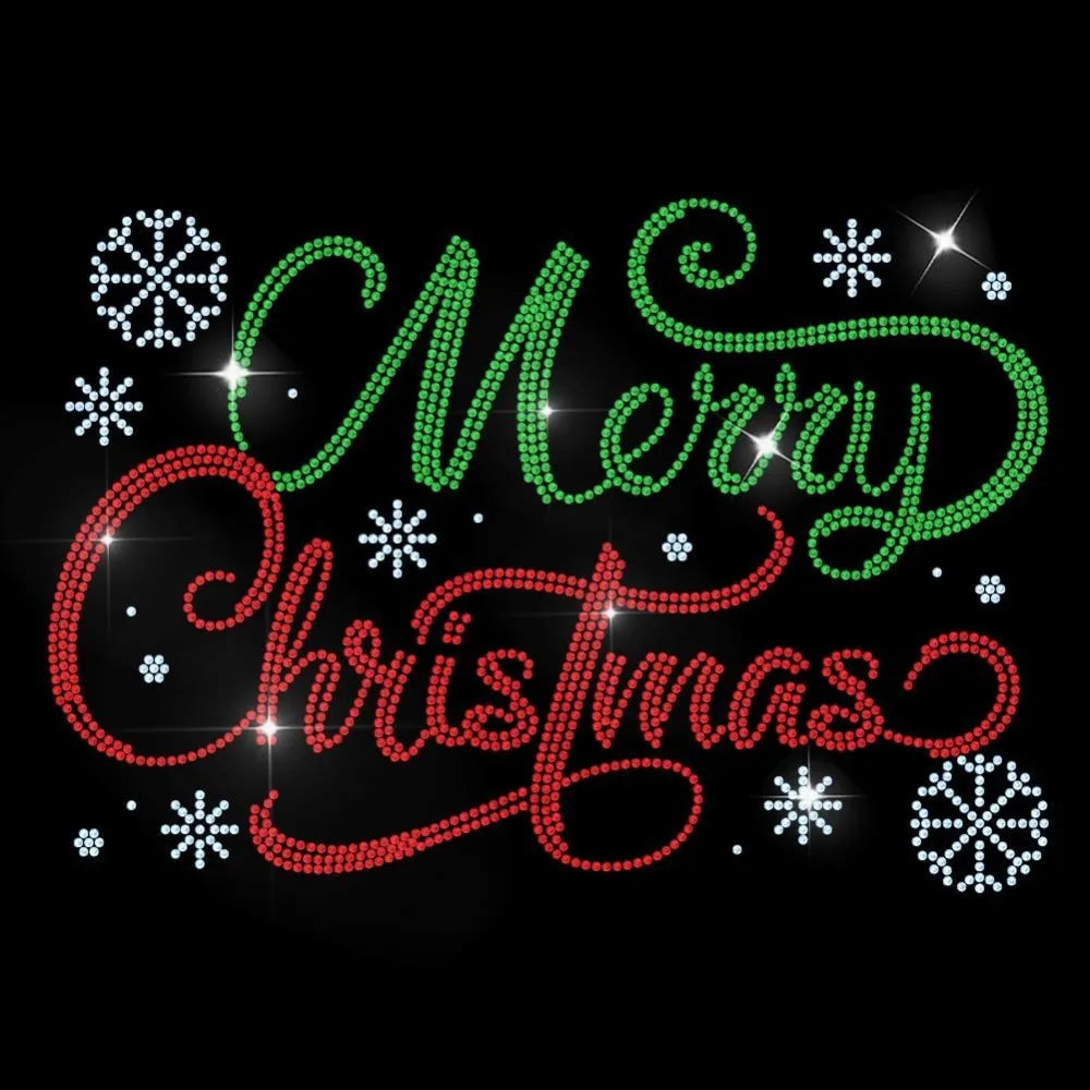 Christmas Glass Rhinestone Iron-On Appliqué Patch – 11.7x8.3"