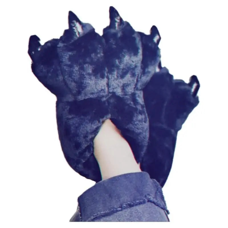 Men's Fluffy Animal Print Slippers | Bear Paw Faux Fur Slides