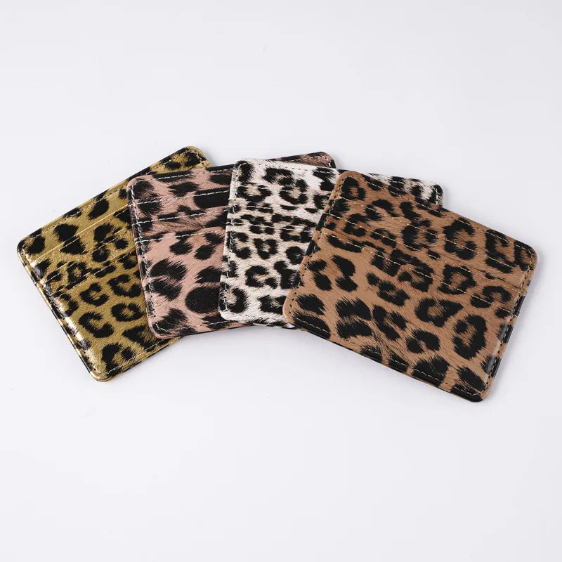 Leopard Print PU Leather Slim Card Wallet – Unisex Card Holder