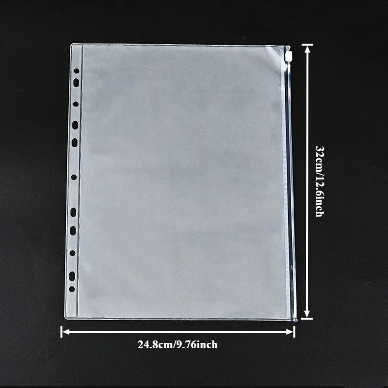 Clear Binder Pockets 12-Pack – 11-Hole Letter Size PVC Organizer