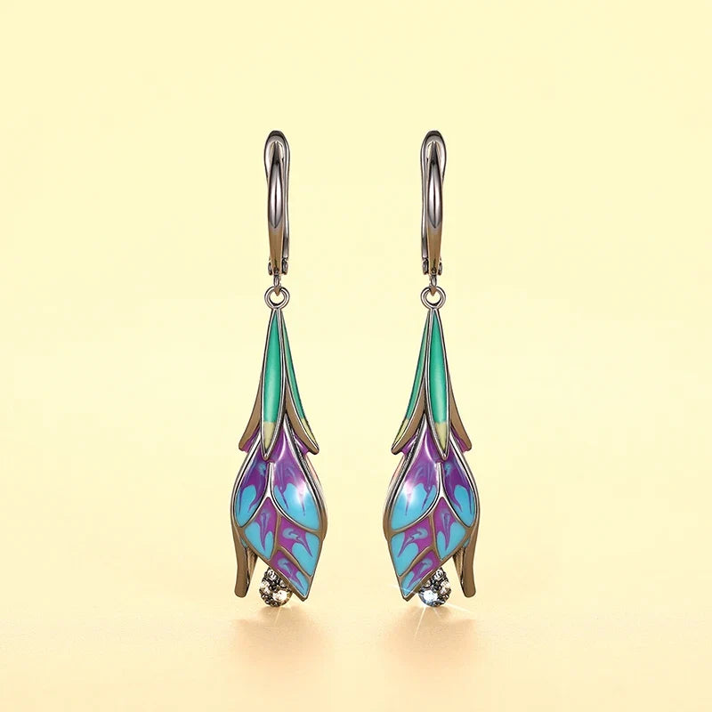 Huitan Black Tulip Flower Dangle Earrings | Women's Jewelry