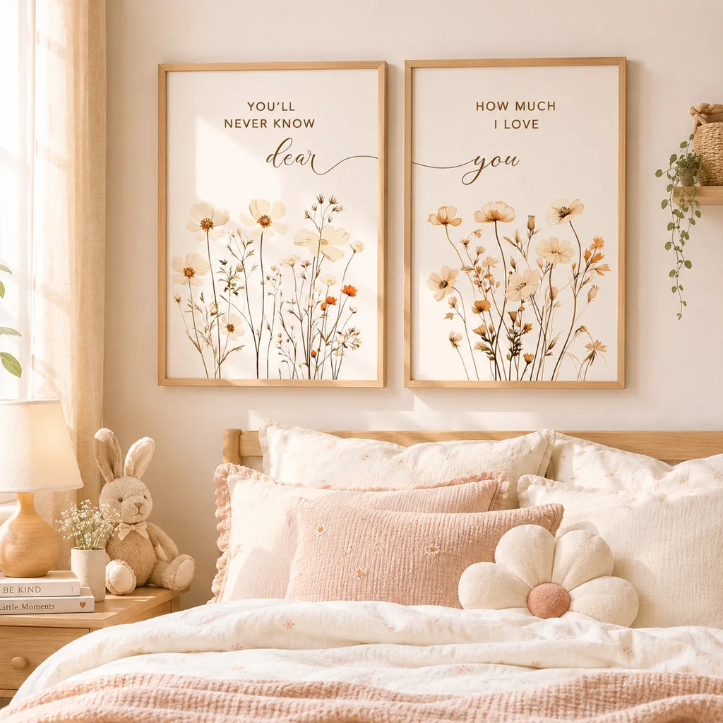 Bible Verse Love Quote Nordic Flower Canvas Wall Art Poster