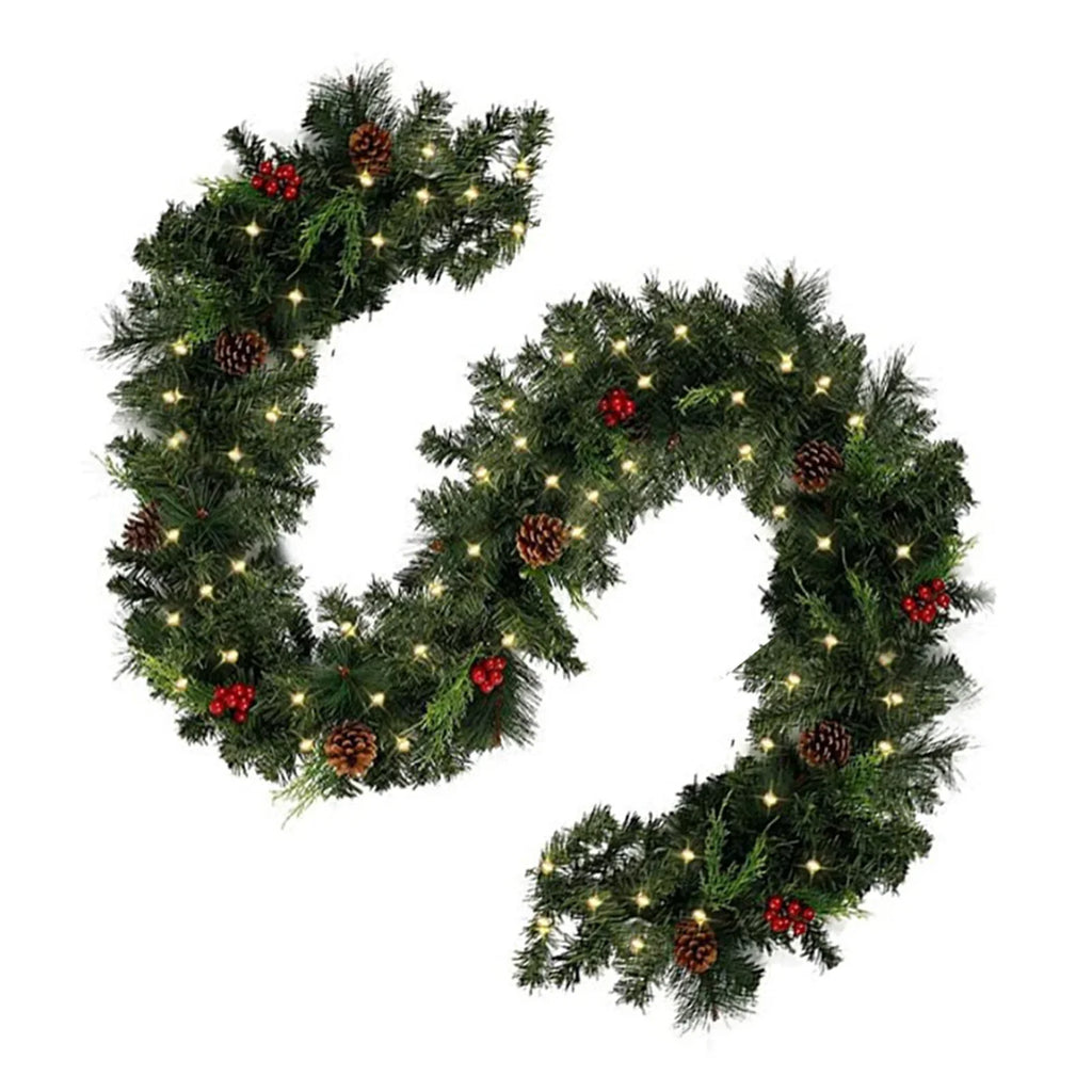 Christmas Red Berry Rattan Garland 180cm/270cm | Holiday Decor