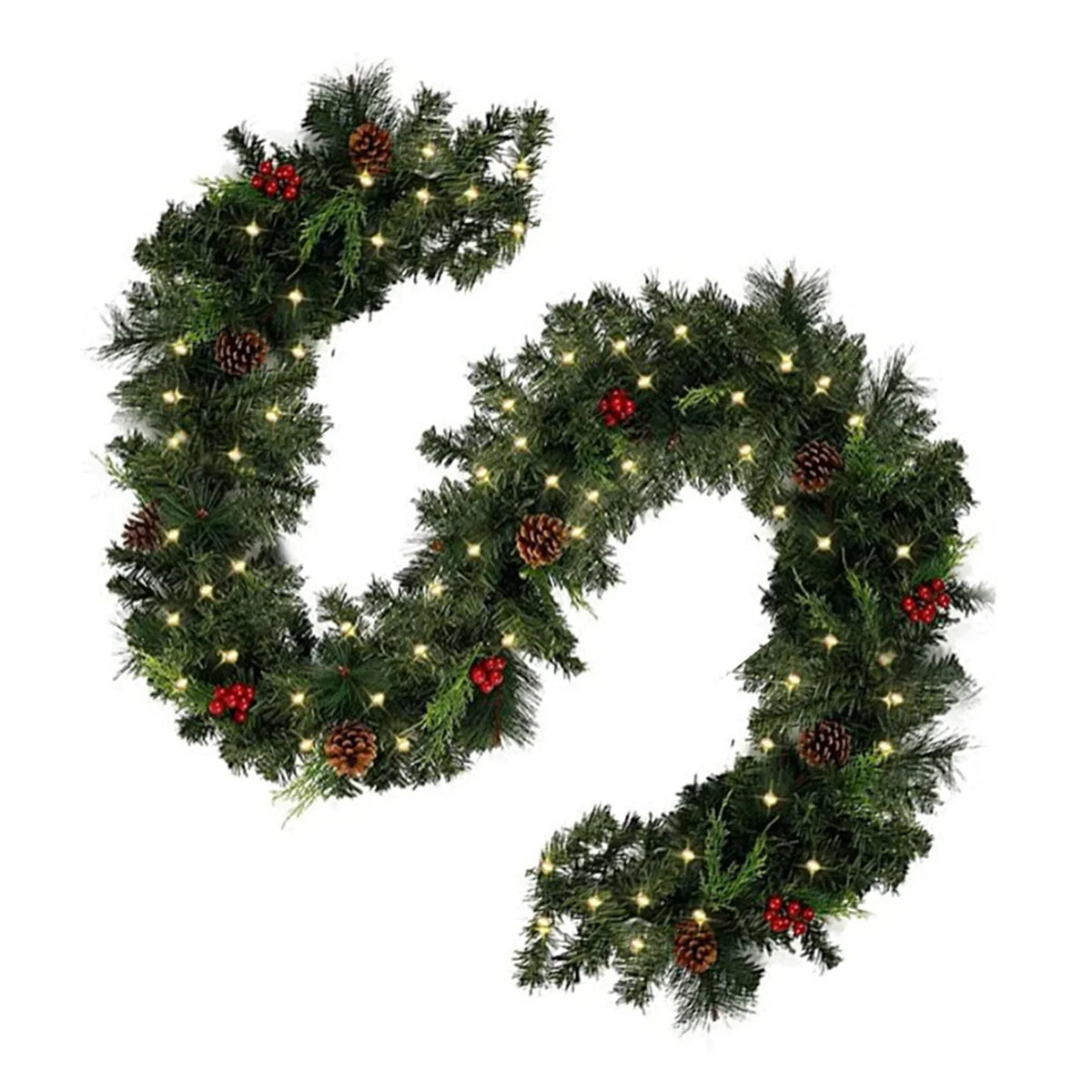 Christmas Red Berry Rattan Garland 180cm/270cm | Holiday Decor