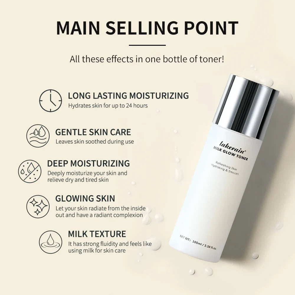 Milk Glow Toner Brightening Skin Powerfully Moisturizes Relieve Dry