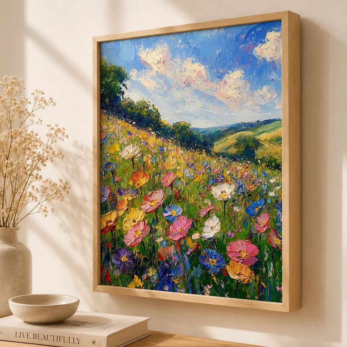 Wildflower Meadow Canvas Wall Art | Spring Landscape Print